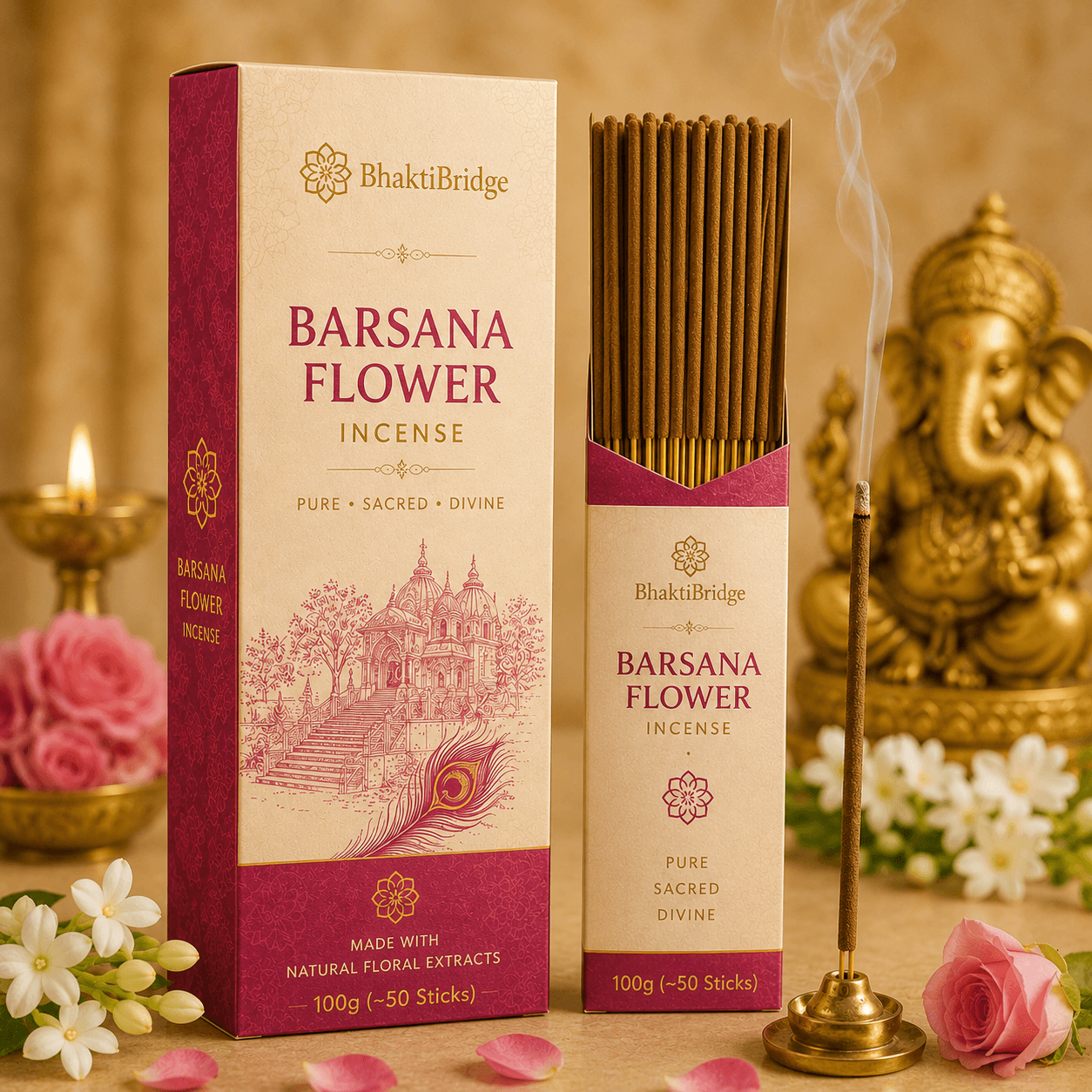 Barsana Flower Incense 100g (~50 sticks)
